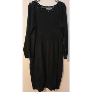 EST. 1946 Sweater Sheath Dress Womens 18/20W Knit Lace Up Neck Long Sleeve (VA2)